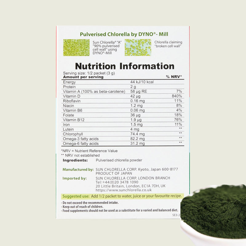 Sun Chlorella 'A' Powder 30 x 6g sachets-Sun Chlorella UK | Wholefood Supplements